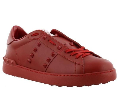 Shop Valentino Garavani Rockstud Open Sneakers In Red