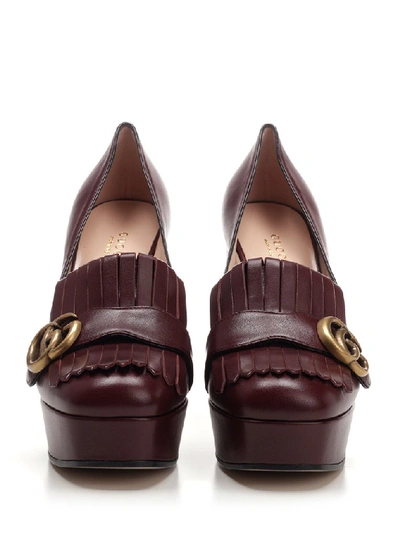 Shop Gucci Gg Platform Fringe Pumps In Brown