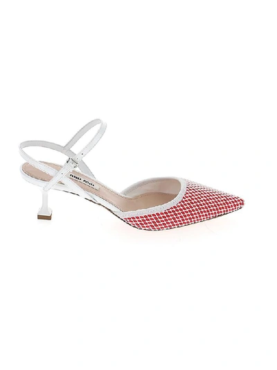 Shop Miu Miu Patterned Pointed Toe Shoes In Pink