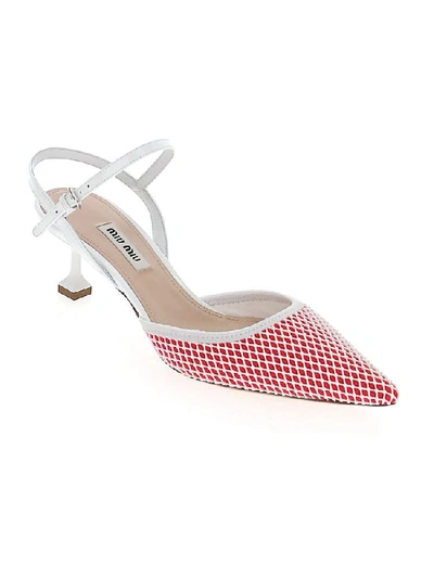 Shop Miu Miu Patterned Pointed Toe Shoes In Pink