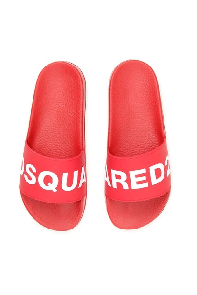 Shop Dsquared2 Logo Pool Slides In Red