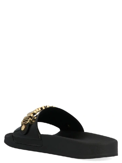 Shop Moschino Logo Slides In Black