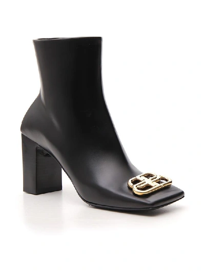 Shop Balenciaga Bb Square Ankle Boots In Black