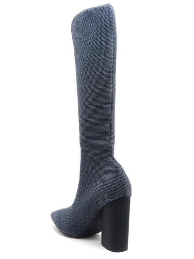 Shop Yeezy Knit Stretch Boots In Blue