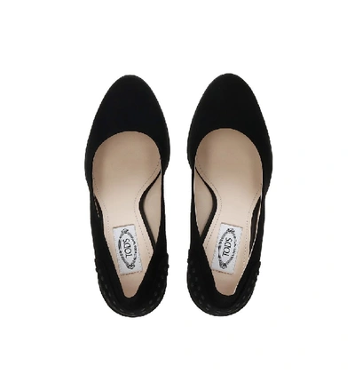 Shop Tod's Block Heel Detailing Pumps In Black