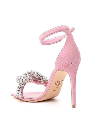 Shop Alexander Mcqueen Embroidered Crystal Sandals In Pink