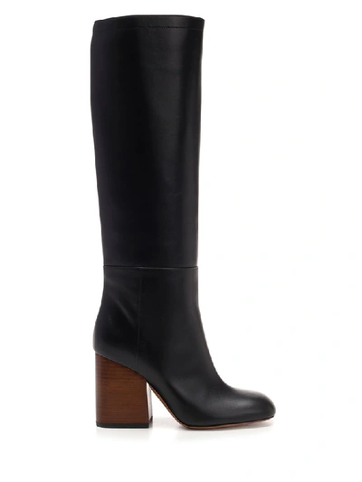 Shop Marni High Wood Heel Boot In Black