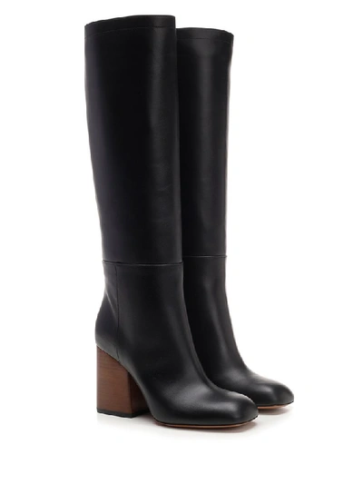 Shop Marni High Wood Heel Boot In Black