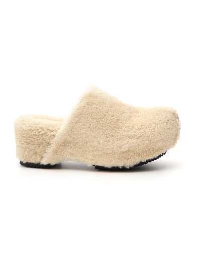 Shop Jil Sander Fur Trim Clogs In White