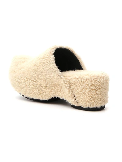 Shop Jil Sander Fur Trim Clogs In White