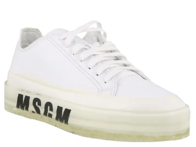 Shop Msgm Logo Printed Platform Sneakers In White