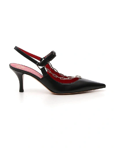 Shop Valentino Chain Detail Pumps In Black