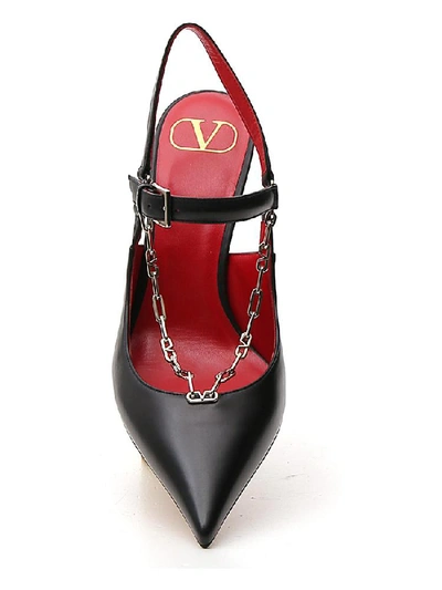 Shop Valentino Chain Detail Pumps In Black