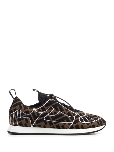 Shop Fendi Freedom Lace Up Sneakers In Black