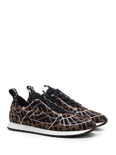 Shop Fendi Freedom Lace Up Sneakers In Black