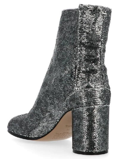 Shop Maison Margiela Tabi Sequin Ankle Boots In Silver