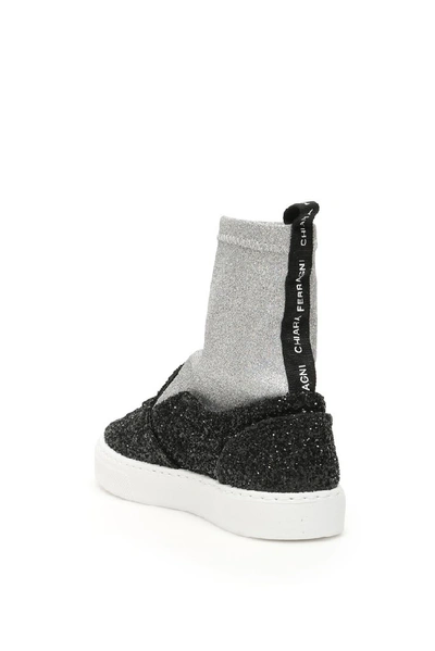 Shop Chiara Ferragni Flirting Glitter Sock Sneakers In Black