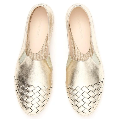 Shop Bottega Veneta Woven Detail Espadrilles In Silver