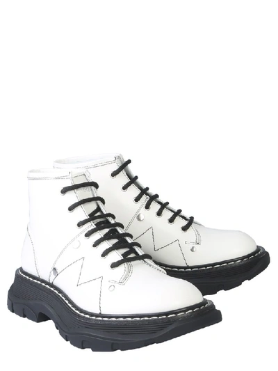 Shop Alexander Mcqueen Lace Up Ankle Boots In White