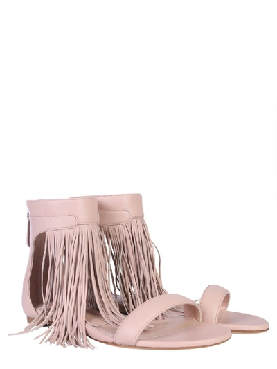 Shop Alexander Mcqueen Fringe Detail Sandals In Pink