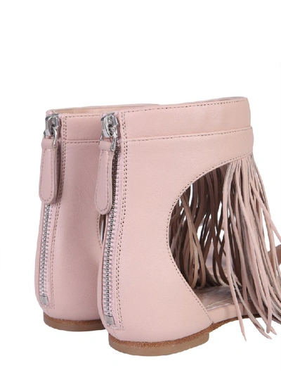 Shop Alexander Mcqueen Fringe Detail Sandals In Pink