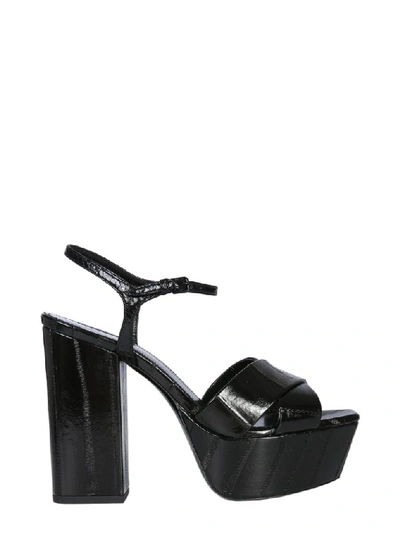 Shop Saint Laurent Farrah Strap Platform Sandals In Black