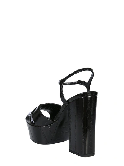 Shop Saint Laurent Farrah Strap Platform Sandals In Black