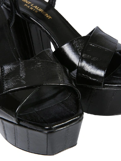 Shop Saint Laurent Farrah Strap Platform Sandals In Black