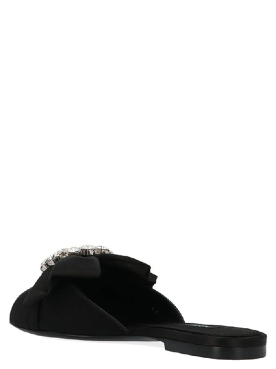 Shop Dolce & Gabbana Bianca Embellished Slides In Black