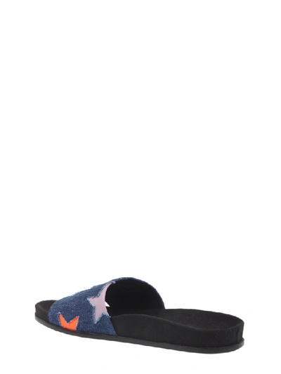 Shop Stella Mccartney Star Logo Slides In Blue