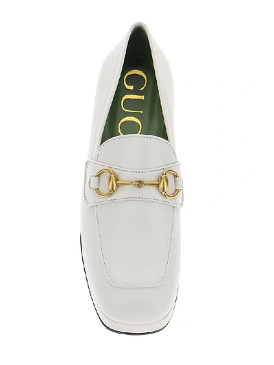 Shop Gucci Horsebit Platform Loafers In White