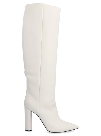 Shop Casadei Agyness Pointed Toe Block Heel Boots In White