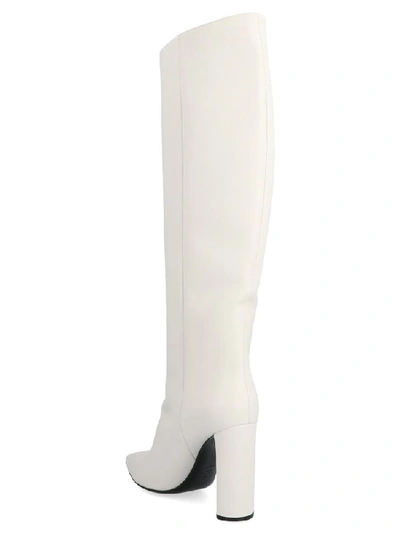 Shop Casadei Agyness Pointed Toe Block Heel Boots In White