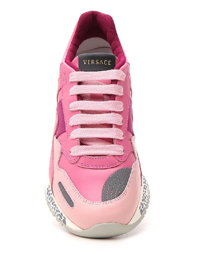 Shop Versace Achilles Low Top Sneakers In Pink