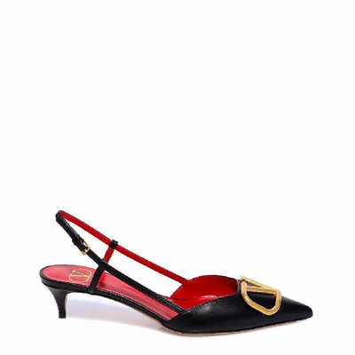 Shop Valentino Vlogo Slingback Shoes In Black