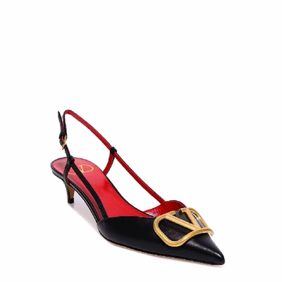 Shop Valentino Vlogo Slingback Shoes In Black