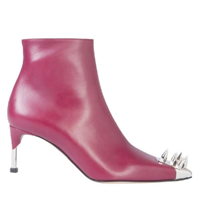 Shop Alexander Mcqueen Studded Detail Ankle Boots In Pink