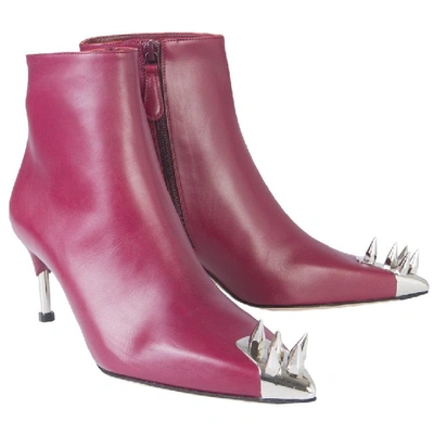 Shop Alexander Mcqueen Studded Detail Ankle Boots In Pink