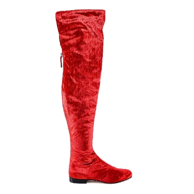 Shop Alberta Ferretti Over The Knee Boots In Red