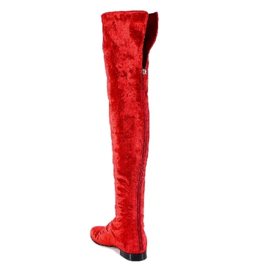 Shop Alberta Ferretti Over The Knee Boots In Red