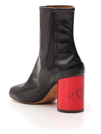 Shop Maison Margiela Contrast Heel Tabi Boots In Black/red
