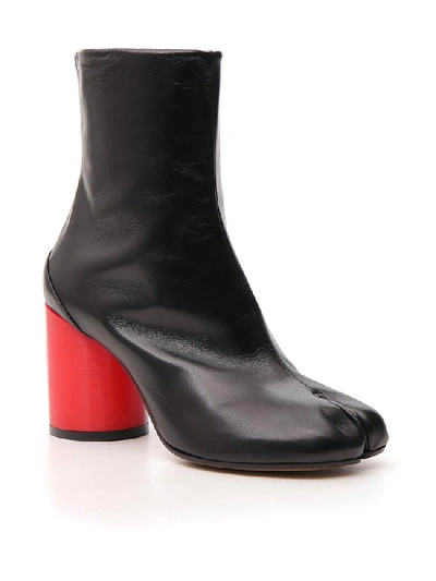 Shop Maison Margiela Contrast Heel Tabi Boots In Black/red