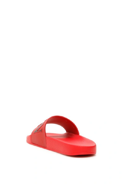 Shop Valentino Vltn Slides In Red