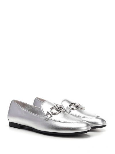 Shop Ferragamo Salvatore  Giancini Loafers In Silver