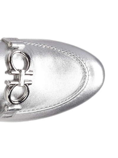 Shop Ferragamo Salvatore  Giancini Loafers In Silver