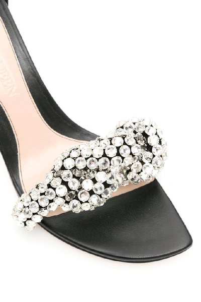 Shop Alexander Mcqueen Embellished Ankle Strap Heeled Sandals In Black