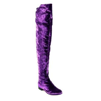 Shop Alberta Ferretti Over The Knee Boots In Purple