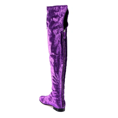 Shop Alberta Ferretti Over The Knee Boots In Purple