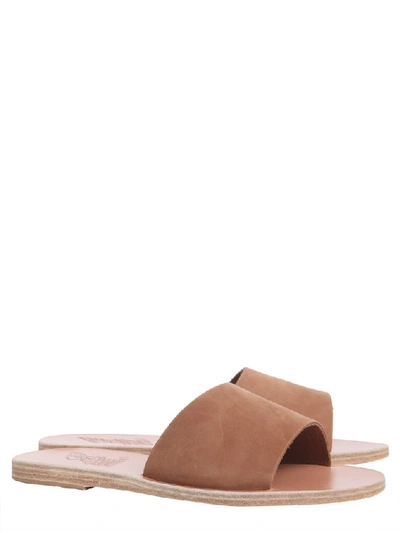 Shop Ancient Greek Sandals Taygete Slide Sandals In Brown