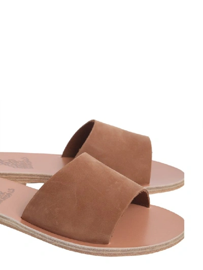 Shop Ancient Greek Sandals Taygete Slide Sandals In Brown
